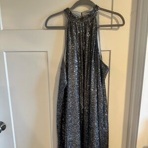 LOFT Silver Sequin Mini Dress